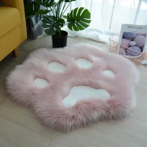Pink Cat Paw Fux Fur Rug Fluffy Cute Floor Mat for Bedroom Living Room Kids Room Decor
