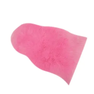 Pink fluffy faux fur rug irregular shape soft plush floor mat for bedroom and home decor