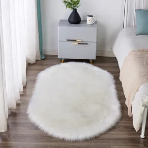 Fluffy Oval Area Rug Soft Acrylic Fiber Shaggy Bedside Carpet Non-Slip Floor Mat For Bedroom Living Room Home Decor