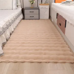 Tapis de chevet en peluche douce pour chambre, tapis de sol moelleux en polaire de salon.