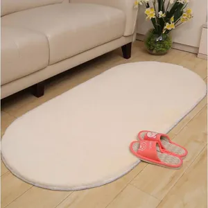 Faux rabbit hair oval rug soft fluffy floor mat for living room and bedroom home decor