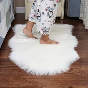 Nordic Style Living Room Long Plush Faux Wool Rug Thickened Bedside Carpet Soft Fluffy Floor Mat For Bedroom