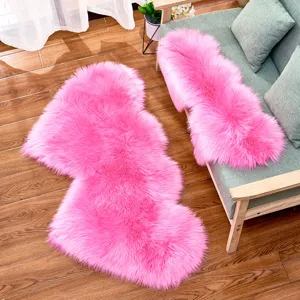 Heart Shaped Faux Wool Area Rug Fluffy Soft Thick Carpet For Bedroom Living Room Home Floor Decor