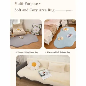 Modern luxury irregular cloud bedside rug minimalist bedroom aesthetic fluffy floor mat decor