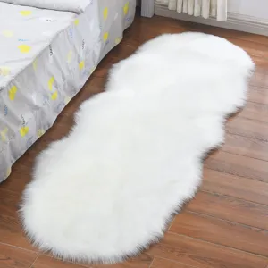 Faux Wool Long Plush Rug Soft Fluffy Area Rug Modern Minimalist Solid Color Carpet For Living Room Bedroom Bedside Mat