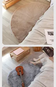 Faux rabbit fur semi-circular rug soft plush bedroom bedside mat living room floor carpet