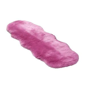 Pink Faux Fur Sheepskin Rug Fluffy Soft Area Carpet for Living Room Bedroom Bedside