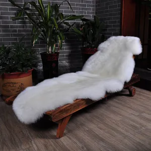 White genuine sheepskin rug fluffy wool chair pad luxury sofa mat living room floor decor