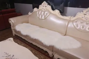 White faux wool sofa cushion fluffy plush mat for living room bedroom chair seat decor