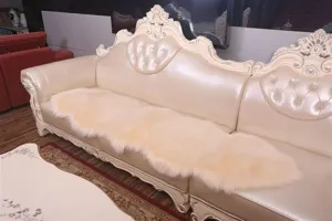 Faux fur sofa cushion plush fluffy area rug for living room bedroom European style seat mat