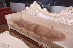 Faux fur sofa cushion plush rug for living room European style thick shaggy bedroom carpet pad