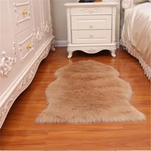 Faux Wool Area Rug Thickened Fluffy Carpet Modern Minimalist Solid Color Floor Mat For Living Room Bedroom Bedside Home Decor