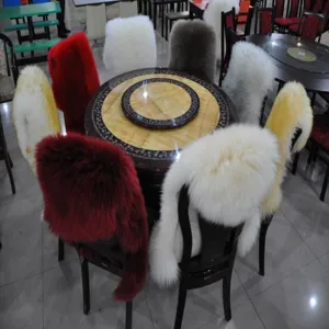 Fluffy faux fur chair cover plush seat cushion winter warm dining chair pad home decor