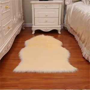 Faux Sheepskin Furry Area Rug Fluffy Soft Carpet for Living Room Bedroom Bedside Decor
