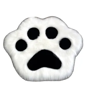 Cute cat paw plush rug for kids room bedside floor mat soft fluffy cartoon animal decor