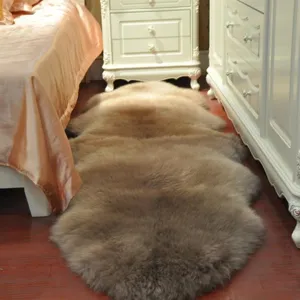 Long fluffy sheepskin rug area carpet soft wool sofa cushion for bedroom floor decor.