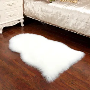Nordic Solid Color Faux Fur Fluffy Area Rug Minimalist Bedroom Living Room Non-Slip Irregular Carpet
