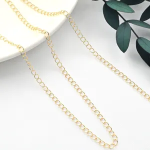 Close-up detail of golden extension chain, perfect DIY necklace and bracelet adjusting connector.