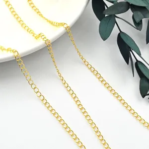 Gold extension chain detail shot, 14K gold plated copper jewelry DIY adjustable component.