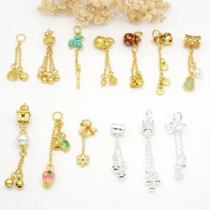 Traditional Chinese Style Copper Pendant Tassel Charm With Artificial Pearl Enamel DIY Jewelry Making Accessories
