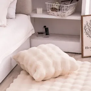 Cream luxury plush cushion pillow for sofa bedroom tatami backrest, soft fluffy tufted cover.