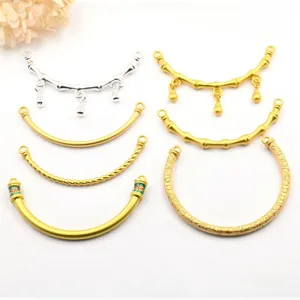 Ancient Gold Curved Tube Bamboo Joint Semi Bracelet DIY Braided Bracelet Jewelry Making Accessories Chinese Style Findings