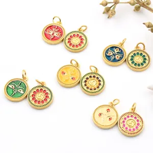 Ancient gold style enamel thangka pendant charms, DIY bracelet necklace jewelry accessories.