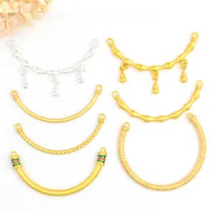 Ancient gold DIY jewelry accessories curved tube bamboo joint metal bracelet components