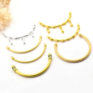 Ancient gold bamboo joint curved tube DIY bracelet jewelry accessories for Chinese style crafting.