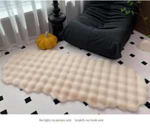 Thick plush bubble pattern rug beige soft cozy seat cushion for living room bedroom decor.