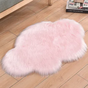Pink fluffy cloud rug for living room bedroom soft faux wool plush floor mat home decor 1pc