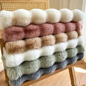 Fluffy wave plush floor mat cream style cozy bedroom living room thick rabbit hair rug