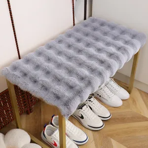 Thickened Bubble Velvet Shoe Stool Cushion Soft Plush Entrance Bench Mat Non Slip Living Room Chair Cushion