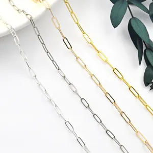 Cadena De Clip De Papel De Cobre Material De Fabricación De Joyería DIY Cadena Rectangular Chapada En Oro Y Plata Para Collar Pulsera Pendiente