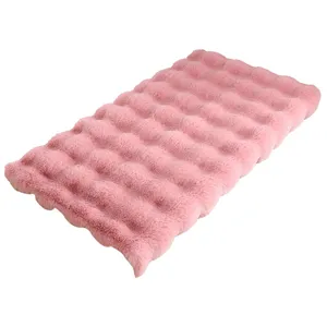 Pink bubble fleece shoe changing stool cushion fluffy plush bench seat pad thick anti-slip