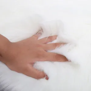 White faux fur rug soft fluffy shaggy carpet for living room bedroom floor decor.