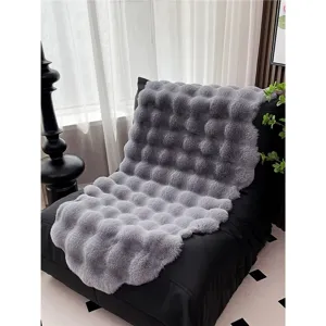Luxurious gray plush bubble velvet chair cushion and sofa cover, thickened warm home decor.