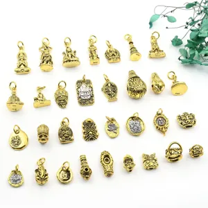 Antique gold prayer beads pendants diy accessories vintage Tibetan style charms for bracelet
