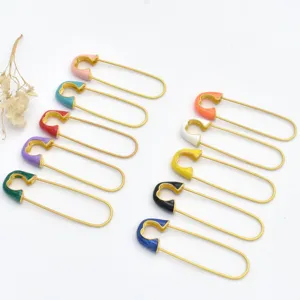 Colorful enamel safety pin charms for DIY jewelry making, handmade necklace components.
