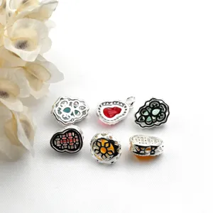 Close-up detail shot of silver plated gourd crystal spacer beads for DIY jewelry making.