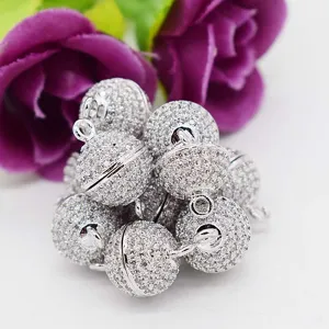 Pave Zircon Magnetic Ball Clasp for Necklace Bracelet DIY Jewelry Making Findings 1pc