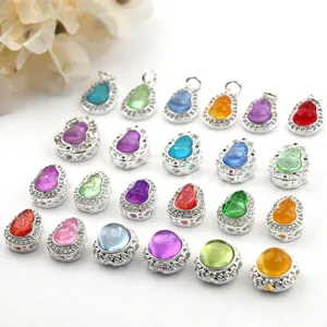 Details of colorful crystal gourd and round beads silver-plated DIY jewelry making accessories.