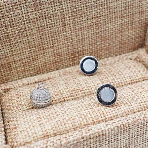 Close-up of sparkling micro-pave cubic zirconia magnetic clasp for DIY jewelry making accessories.