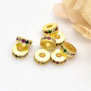 Perline distanziatrici in cristallo placcato oro 18k grandi fori rondelle per braccialetti fai da te