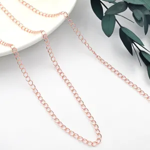 Rose gold DIY jewelry extension chain detail, premium copper material for handmade necklaces.