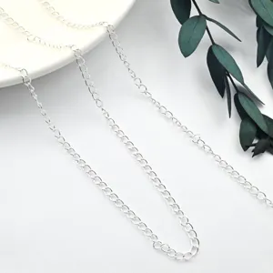 Detailed view of silver metal extension chain, perfect for DIY jewelry crafting and sizing.