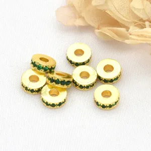 Perline distanziatrici dorate 18k con strass grande foro per creazione di gioielli bracciale