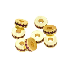 Perline distanziatrici oro 18k con strass, charm foro grande per bracciale fai da te.