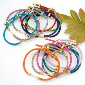 Multi-color braided leather bracelet set with gold metal accents for couples daily wear fashion jewelry