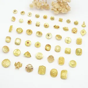 Goldfarbene DIY Nagelkunst Anhänger Retro Münzen Buddha Metall Patches Schmuckherstellung